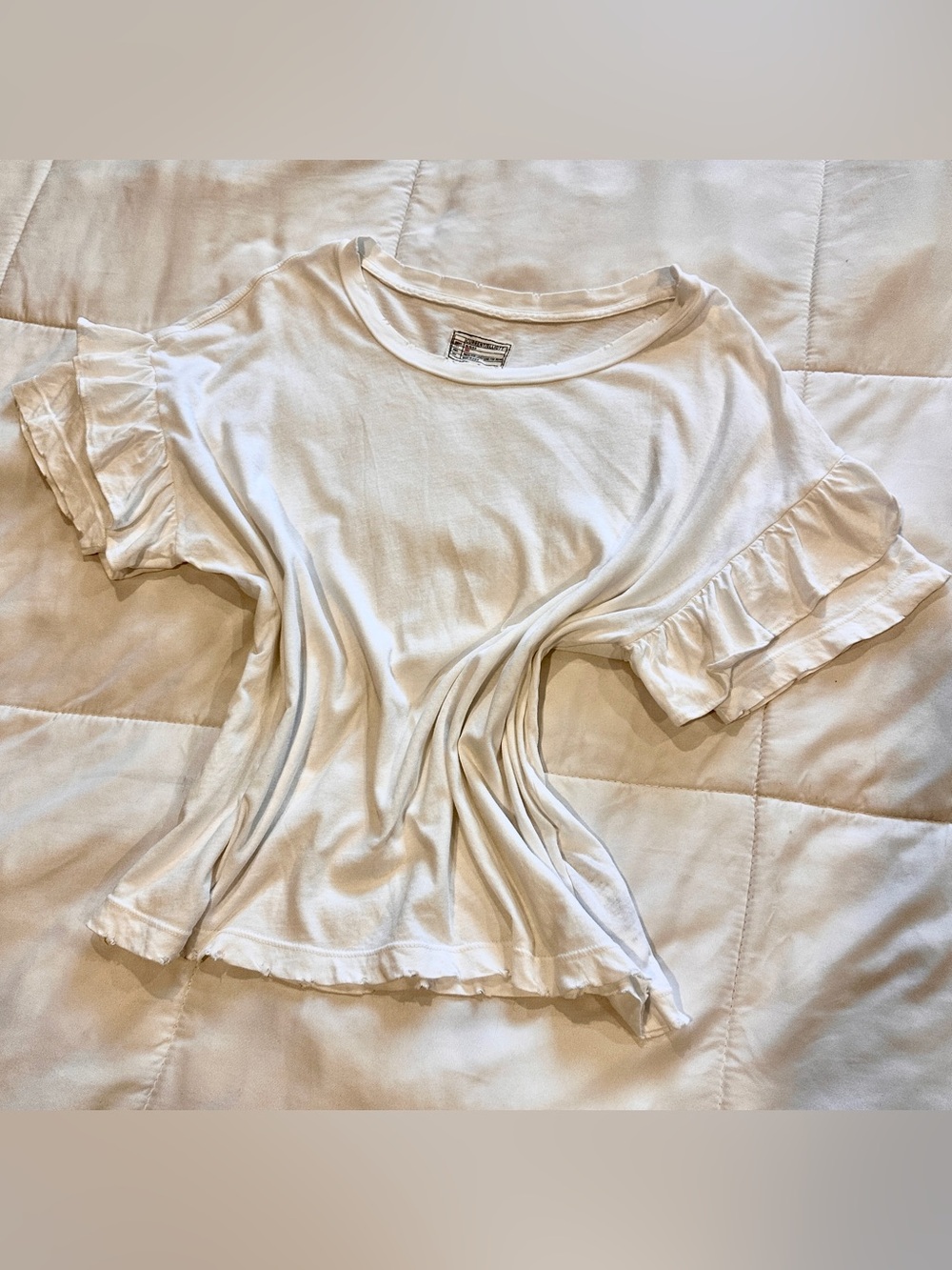 Current/Elliott White Sugar Ruffle Roadie Tee 3 Large